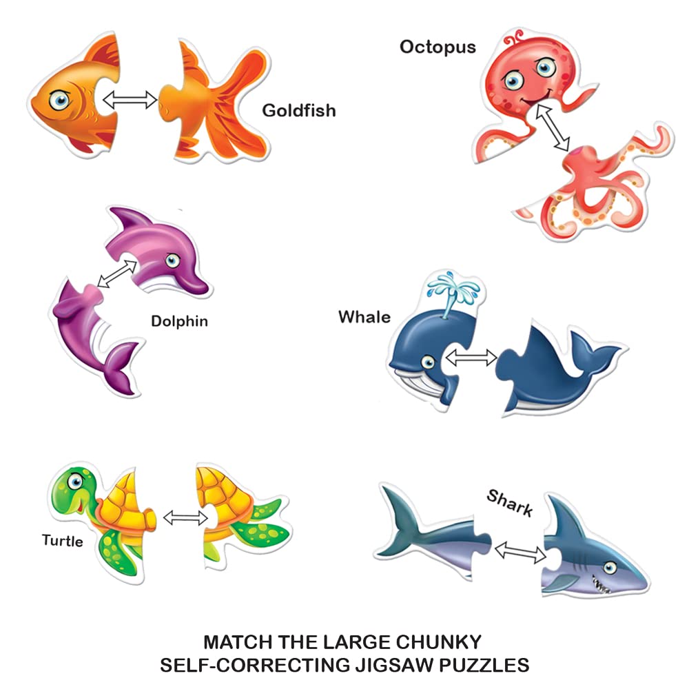 Toykraft Puzzles: Stimulating 2-Piece Puzzles for Kids Aged 2, Educational Toys for 3-Year-Olds- My First Aquatic Animal Puzzles - View 6 of 7
