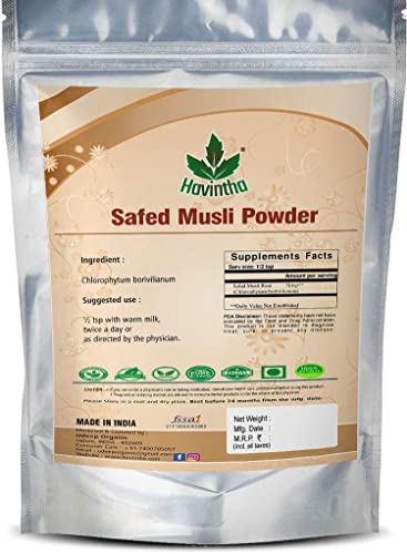 Havintha Natural Safed Musli Powder | White Safed Musli Root Powder for Help in Increase Strength, Vitality &amp; Immunity - 100gm - View 2 of 2