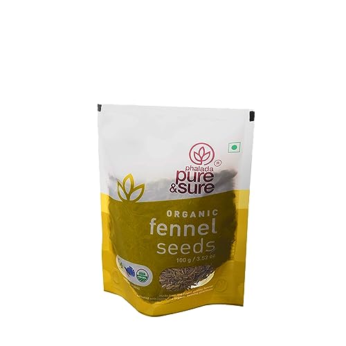 Phalada Pure &amp; Sure Organic Fennel Seeds | Seeds Mix for Eating Organic Healthy Food | Certified Organic Fennel Seeds for Weight Loss | Omega 3, Non-GMO, No Trans Fats, No Preservatives | 100g - View 2 of 2