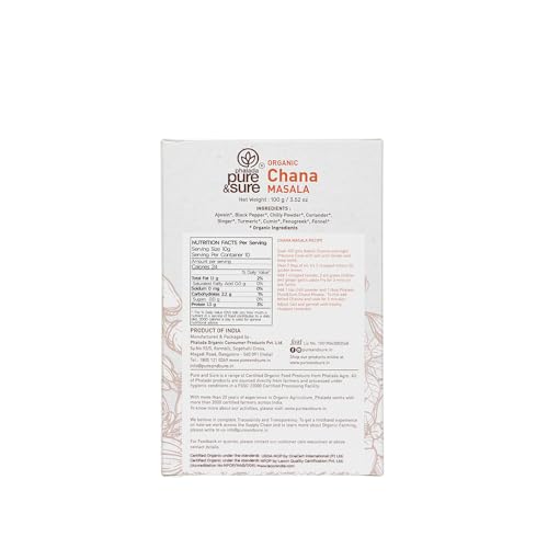 Pure &amp; Sure Organic Chana Masala Powder | Delicious &amp; Aromatic Chana Masala Mix | Curry Masala Powder, 100g - View 2 of 3