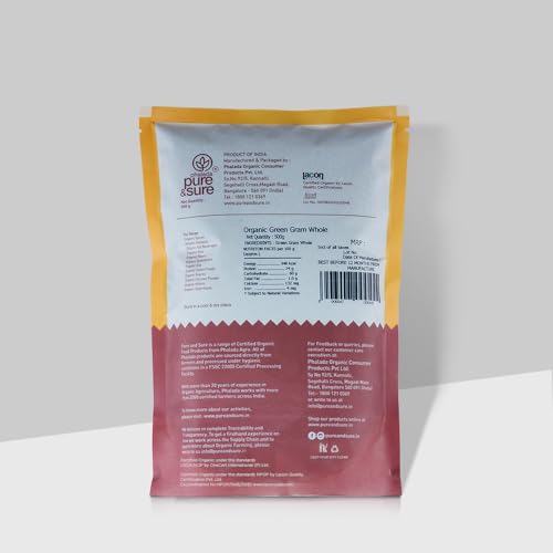 Pure &amp; Sure Organic Green Gram Whole | Healthy &amp; Wholesome Organic Dals Pulses | Rich in Fiber, High Protein, No Preservatives | 500gm - View 2 of 2