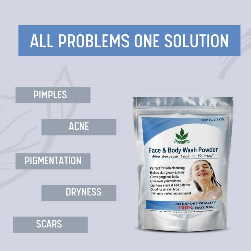 Havintha Natural Face and Body Wash Powder for Dry Skin Types - 227 gm - View 3 of 4