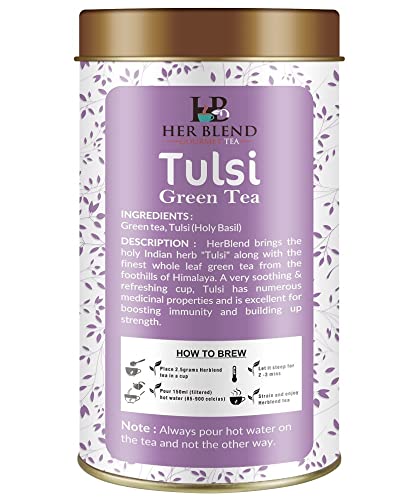 HerBlend Gourmet Classic Tulsi Green Tea,100gm. 100% Natural and Ayurvedic Tulsi tea FROM INDIA (SAM) - View 3 of 4
