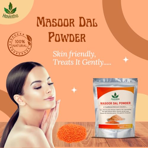 Havintha Masoor Dal Powder for Natural Face Pack | Skin Fairness Anti Aging Wrinkles Acne Pimples and Darkspots (227g) - View 3 of 5