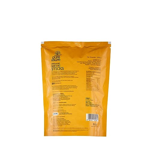 Pure &amp; Sure Organic Methi Sticks 200 Gms | Healthy Snacks, No Preservative or Artificial Flavours - View 2 of 2