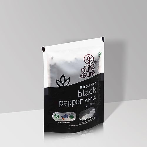 Pure &amp; Sure Organic Black Pepper Whole Spices | Khada Masala for Cooking | Sabut Garam Masala, 100g - View 3 of 3