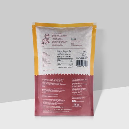 Pure &amp; Sure Organic Chana Dal | Healthy &amp; Wholesome Organic Pulses | Rich in Fiber, High Protein, No Preservatives | 500gm - View 2 of 2