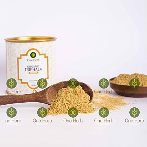 One Herb - Organic Triphala Powder 100g, with Amla, Haritaki &amp; Bibhitaki, Immune Support, Digestion, Colon Cleanse, Weight Loss, Detox, Herbal Tea - View 3 of 3