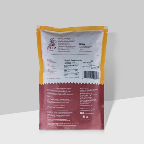 Pure &amp; Sure Organic Bengal Gram Dal | Rich in Fiber, Low Calories, High Protein, No Preservatives | 500gm - View 2 of 2