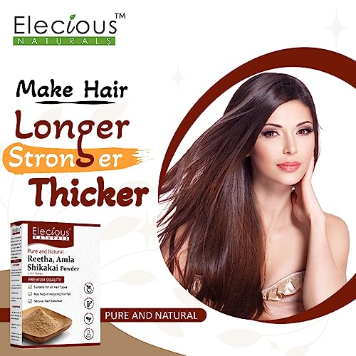 Elecious Naturals Amla, Reetha, Shikakai Powder For All Hair | 3-In-1 Natural Hair Cleanser | 100% Natural, No Chemical, No Preservative | Sls, Paraben Free | Ready To Use - View 3 of 5