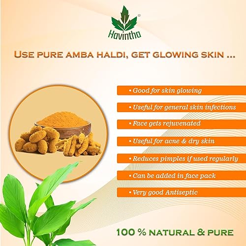 Havintha Wild Turmeric powder for face | Kasthuri manjal | Amba haldi | Boost glowing of skin, 100g (PACK OF 1) - View 4 of 4