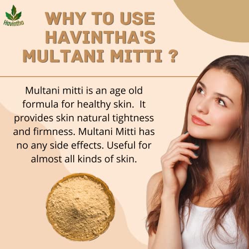 Havintha Natural Multani Mitti Powder for Face, Lightens &amp; Brightens Skin, Each 227g (PACK OF 1) - View 3 of 3