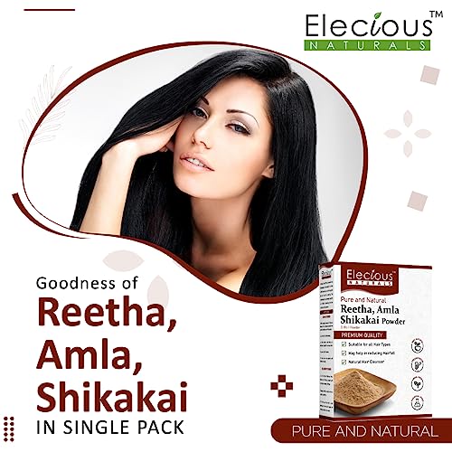 Elecious Naturals Amla, Reetha, Shikakai Powder For All Hair | 3-In-1 Natural Hair Cleanser | 100% Natural, No Chemical, No Preservative | Sls, Paraben Free | Ready To Use - View 2 of 5