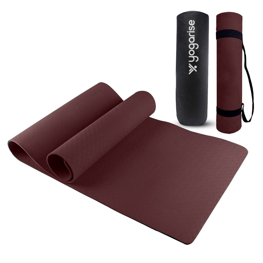 Yogarise Yoga mat for Men and Women, Premium Exercise Mat for Home Workout, Anti Slip Yoga Mat Workout, Gym Mat for Workout at Home with Bag and Strap (Wine, 6mm) FROM INDIA (SAM) - Related product