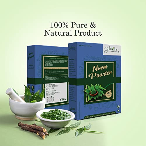 Gulmohar Natural Neem Powder For Hair Cleanser and Pimple Free Clear Skin - 100g - View 2 of 4