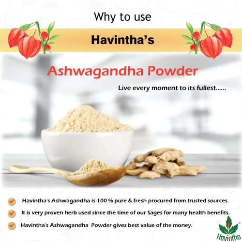 Havintha Natural Ashwagandha Powder for Helps Fight Anxiety and Support Health, Immunity Booster | Organic Ashwagandha Churna - 100 gm - View 3 of 4