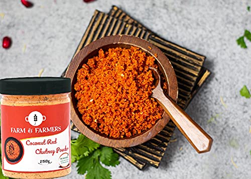 Farm &amp; Farmers South Indian Instant Coconut Red Chutney Powder, 250 Gram [Nariyal ki Chutney, Just Add Water] FROM INDIA (SAM) - View 2 of 4