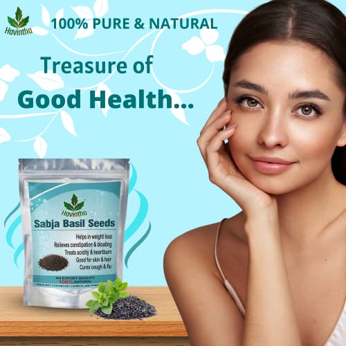 Havintha Sabja Basil Seeds | Helps in Weight Loss | Rich in Omega 3 and Fiber - 227gm - View 2 of 5