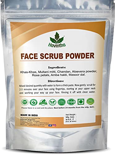 Havintha Natural Face Scrub Powder with Khas-Khas for Control Blackheads &amp; dead cells, All Skin Types - 227 GM - View 2 of 5