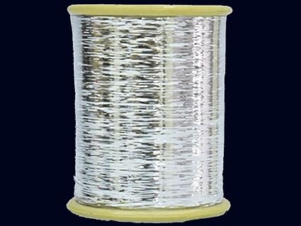 The Design Cart Silver Flat Badla Metallic Zari Threads for Sewing, Machine, Hand Stitching, Tailoring, Embroidery, Dhaga,Size-0.25 mm,Pack of 1 Roll - Main product image