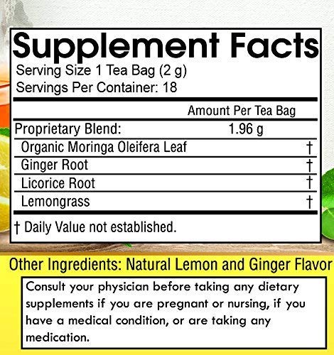 Grenera Moringa Lemon Ginger Infusion Tea 20 Bags | Caffeine Free, Staple Free, Made With naturally Grown Moringa Leaves (FROM INDIA) SAB - View 2 of 7