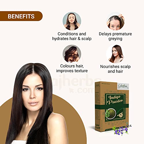 Gulmohar 100% Organic Indigo Powder For Hair Care | Natural Hair Color | Natural Black 100g - View 2 of 3