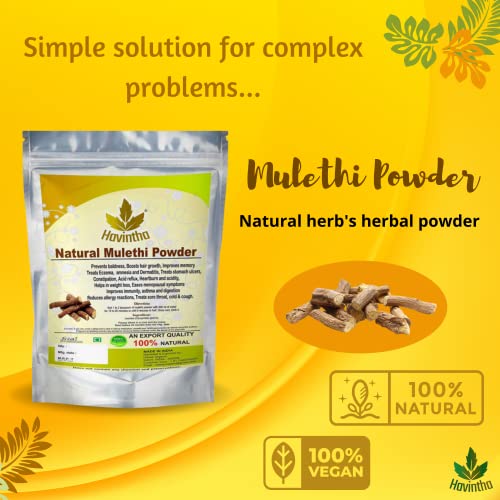 Havintha Mulethi (Licorice) Powder for Cough, Cold, Skin whitening, Hair - 227 grams - View 2 of 4