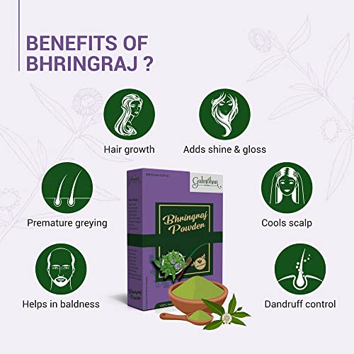 Gulmohar 100% Natural Bhringraj Powder for hair Growth and Hair Care - 100g - View 2 of 5