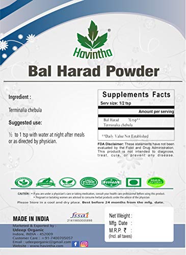 Havintha Bal Harad Powder for improves digestion and prevents skin infections - 227 Grams - View 3 of 3