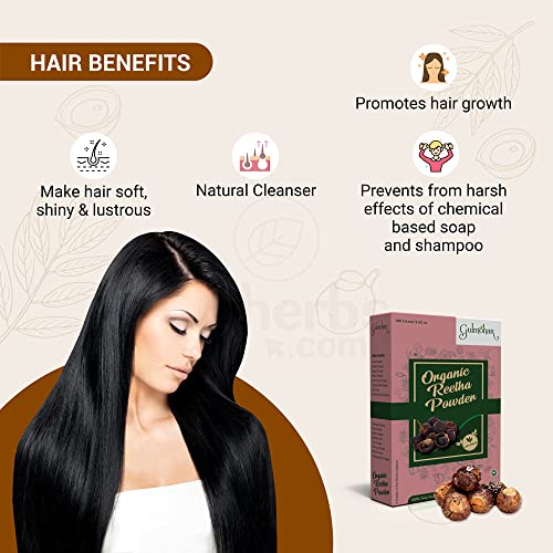 Gulmohar Organic Reetha Powder (Soapnut) For Hair Growth And Dandruff - 100g - View 3 of 3