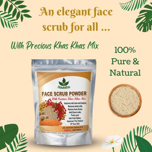 Havintha Natural Face Scrub Powder with Khas-Khas for Control Blackheads &amp; dead cells, All Skin Types - 227 GM - View 4 of 5
