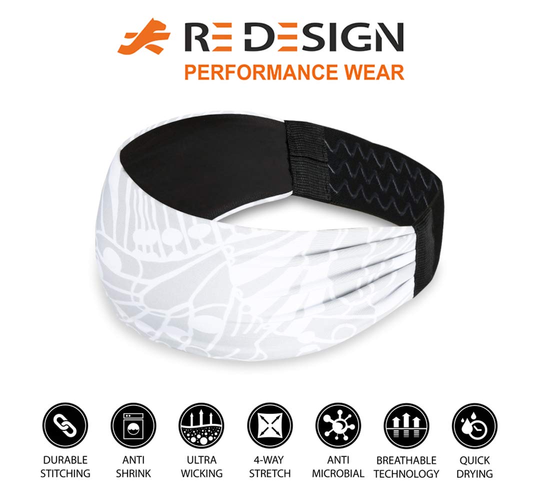ReDesign Apparels Performance Headband for MenFROM INDIA (SAM) and Women - Running, Cycling, Yoga, Tennis, Badminton &amp; Other Sports (Multiple Colors) (Grey Aquatic Combo)  FROM INDIA (SAM) - View 3 of 4
