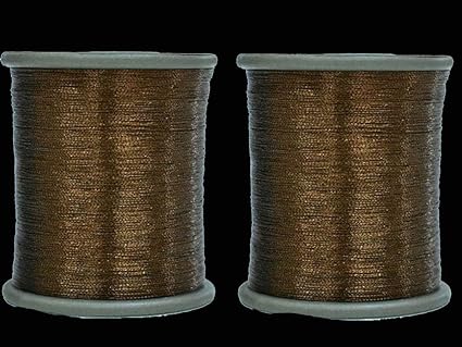 The Design Cart Dark Brown Metallic Zari Threads for Sewing, Machine, Hand Stitching, Tailoring, Embroidery, Dhaga,Size-0.1 mm,Pack of 2 Rolls - Main product image