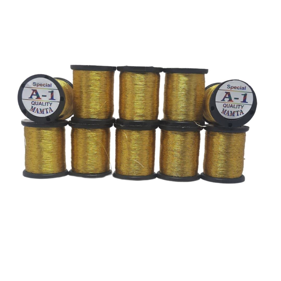 Bloom Fashions A1 Embroidery Metallic Zari Threads Gold Colour for Aari Work Hand Embroidering 0.1mm Pack of 10 roll - View 2 of 3