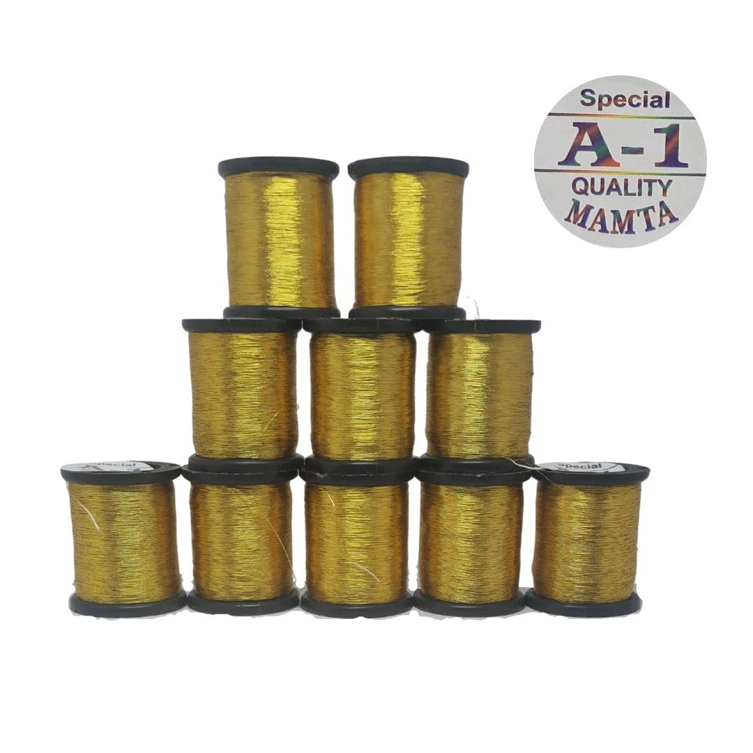 Bloom Fashions A1 Embroidery Metallic Zari Threads Gold Colour for Aari Work Hand Embroidering 0.1mm Pack of 10 roll - View 3 of 3