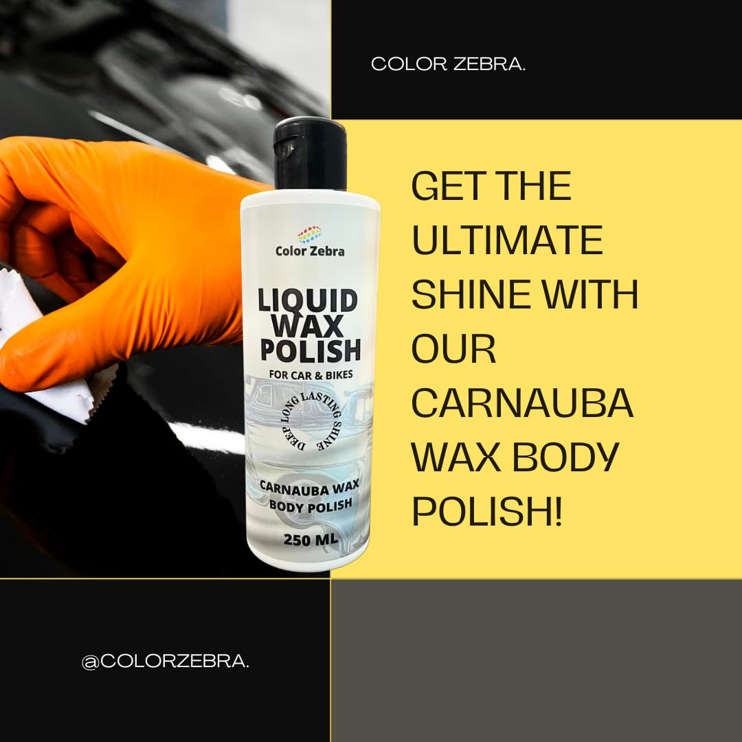 Color Zebra Liquid Wax Polish (250 ML) | Carnauba Wax Body Polish For Car &amp; Bike | Hydrophobic and UV Protection (FROM INDIA) SAB - View 4 of 6