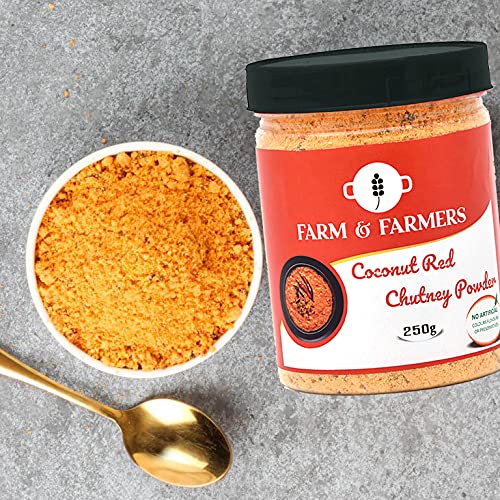 Farm &amp; Farmers South Indian Instant Coconut Red Chutney Powder, 250 Gram [Nariyal ki Chutney, Just Add Water] FROM INDIA (SAM) - View 3 of 4