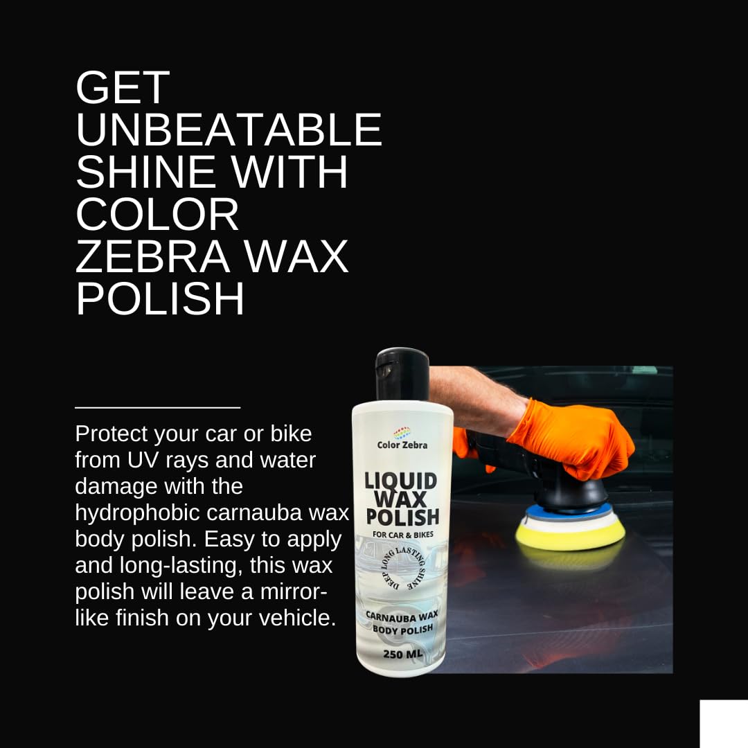 Color Zebra Liquid Wax Polish (250 ML) | Carnauba Wax Body Polish For Car &amp; Bike | Hydrophobic and UV Protection (FROM INDIA) SAB - View 2 of 6