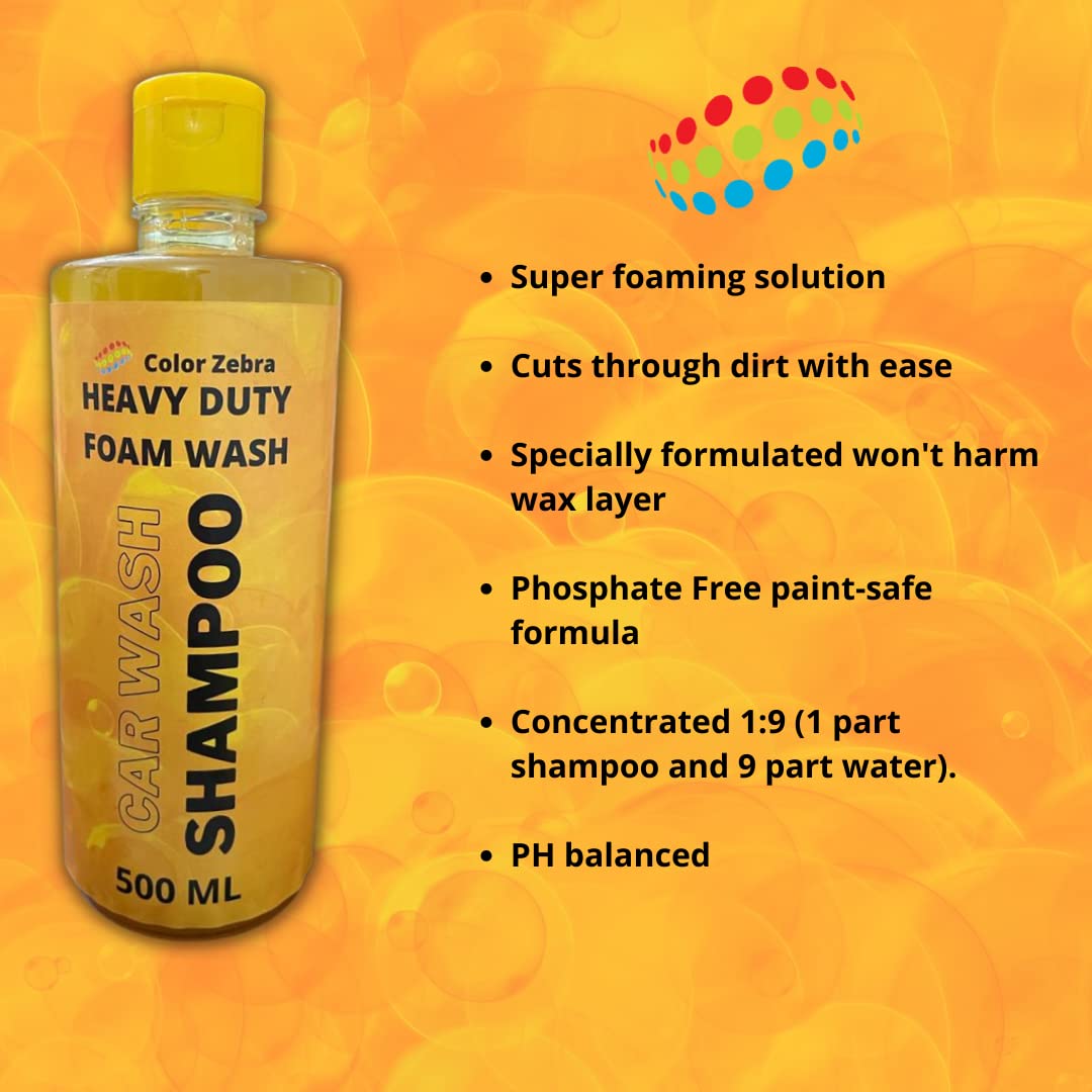 Color Zebra Heavy Duty Foam Wash Car Shampoo (Pack 500 ML) and Liquid Wax Polish (250 ML) Combo (FROM INDIA) SAB - View 3 of 4