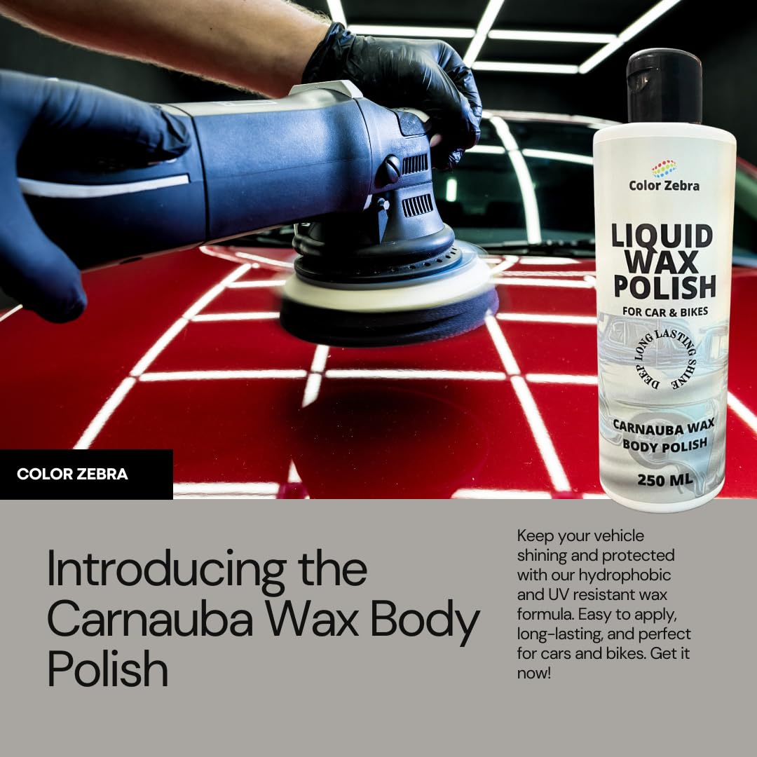 Color Zebra Liquid Wax Polish (250 ML) | Carnauba Wax Body Polish For Car &amp; Bike | Hydrophobic and UV Protection (FROM INDIA) SAB - View 5 of 6