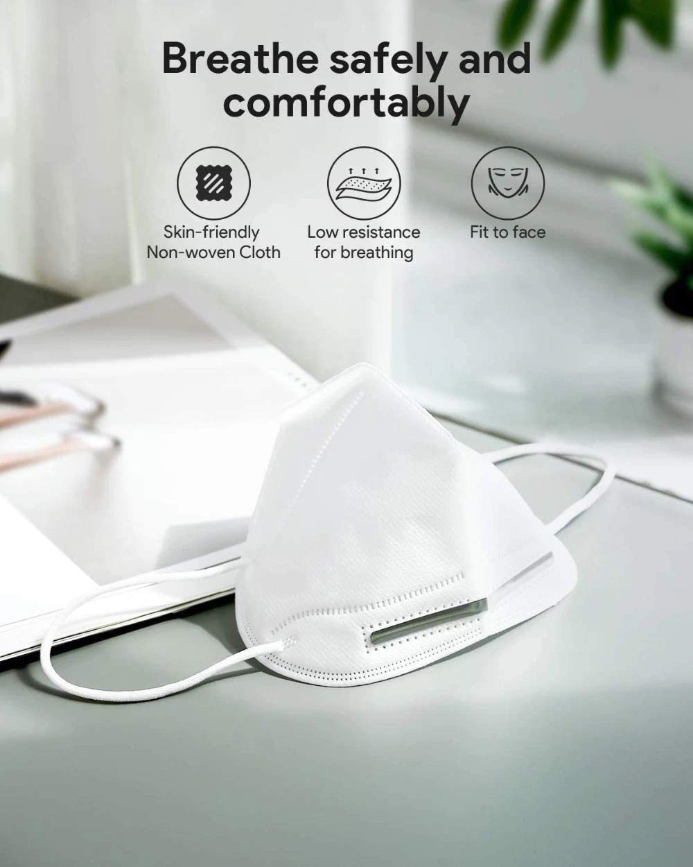 1XLXOICE Unisex Non Woven Reusable N95 Respirator Anti Air Pollution Medical Face Mask with 5 Layer Filter for Adult (Off-White) - 30. (FROM INDIA) SAB - View 5 of 5