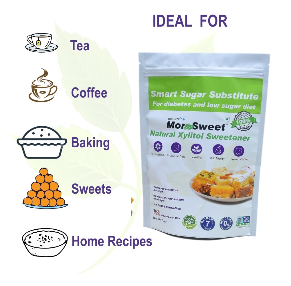 MorSweet Natural Xylitol Sugarfree Sweetener | Diabetic friendly sugar | Keto Diet Natural sweetener | Low Glycemic Index | Xylitol Sweetener | Weight loss | Smart Sugar Substitute for diabetic control Table top Sweetener for Diabetes Diabetec Sugar SAB - View 4 of 8