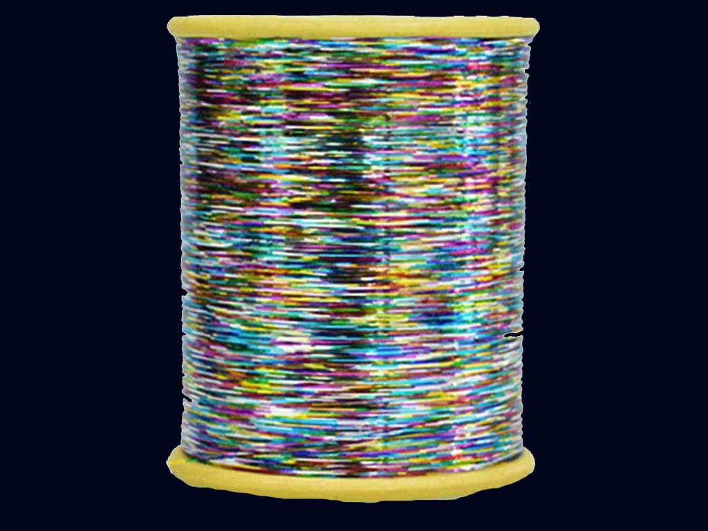 The Design Cart Multicolour Rainbow Flat Badla Metallic Zari Threads for Sewing, Machine, Hand Stitching, Tailoring, Embroidery, Dhaga,Size-0.25 mm,Pack of 1 Roll - Main product image