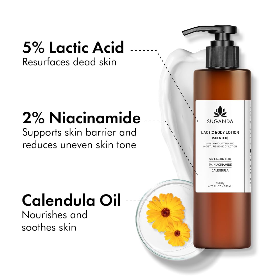 SUGANDA SKINCARE Scented Lactic Body Lotion With 5% Lactic Acid, Improves Skin Texture & Reduce Strawberry Legs (200Ml) FROM INDIA(SAM) - View 4 of 4
