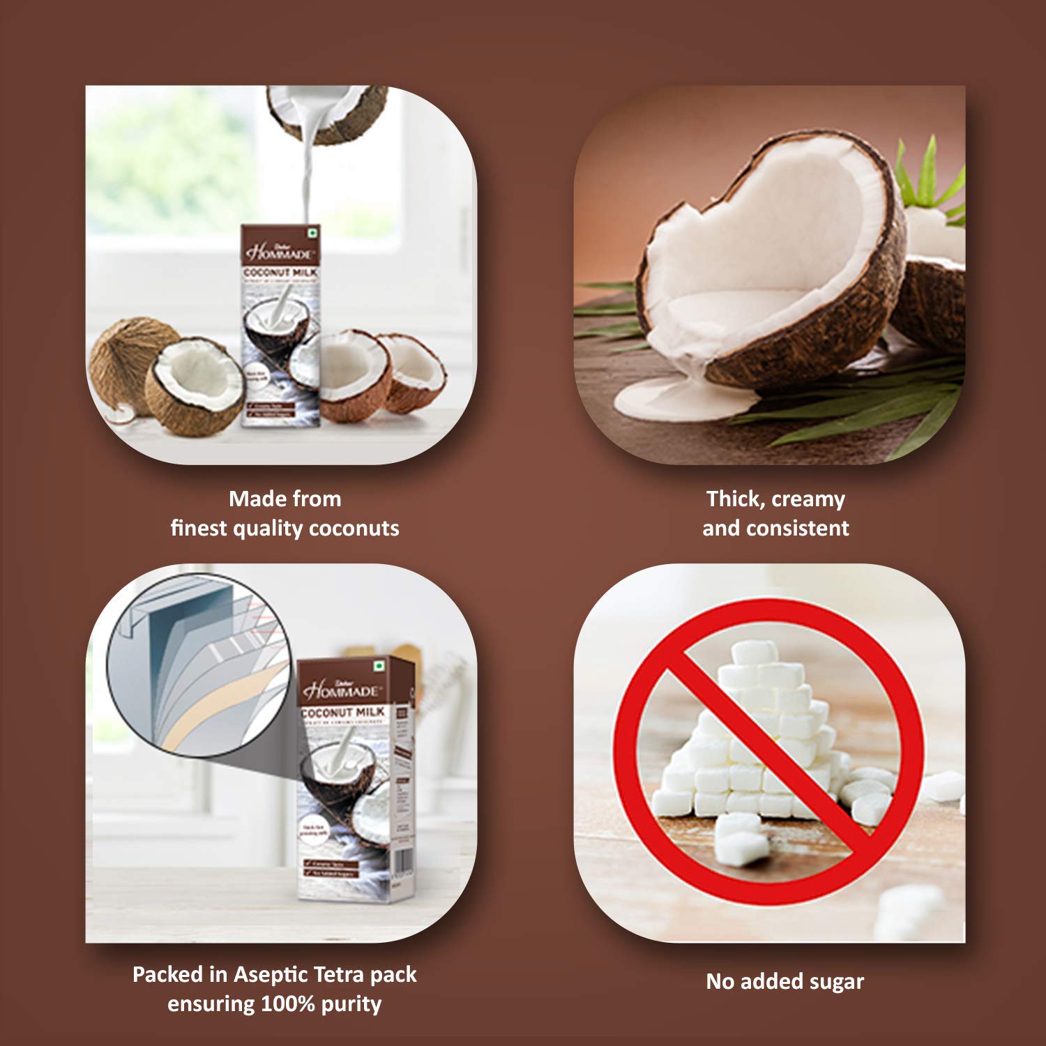 Dabur Hommade Coconut Milk, Extract of 2 Creamy Coconuts, 200ml FROM INDIA (SAM) - View 2 of 4