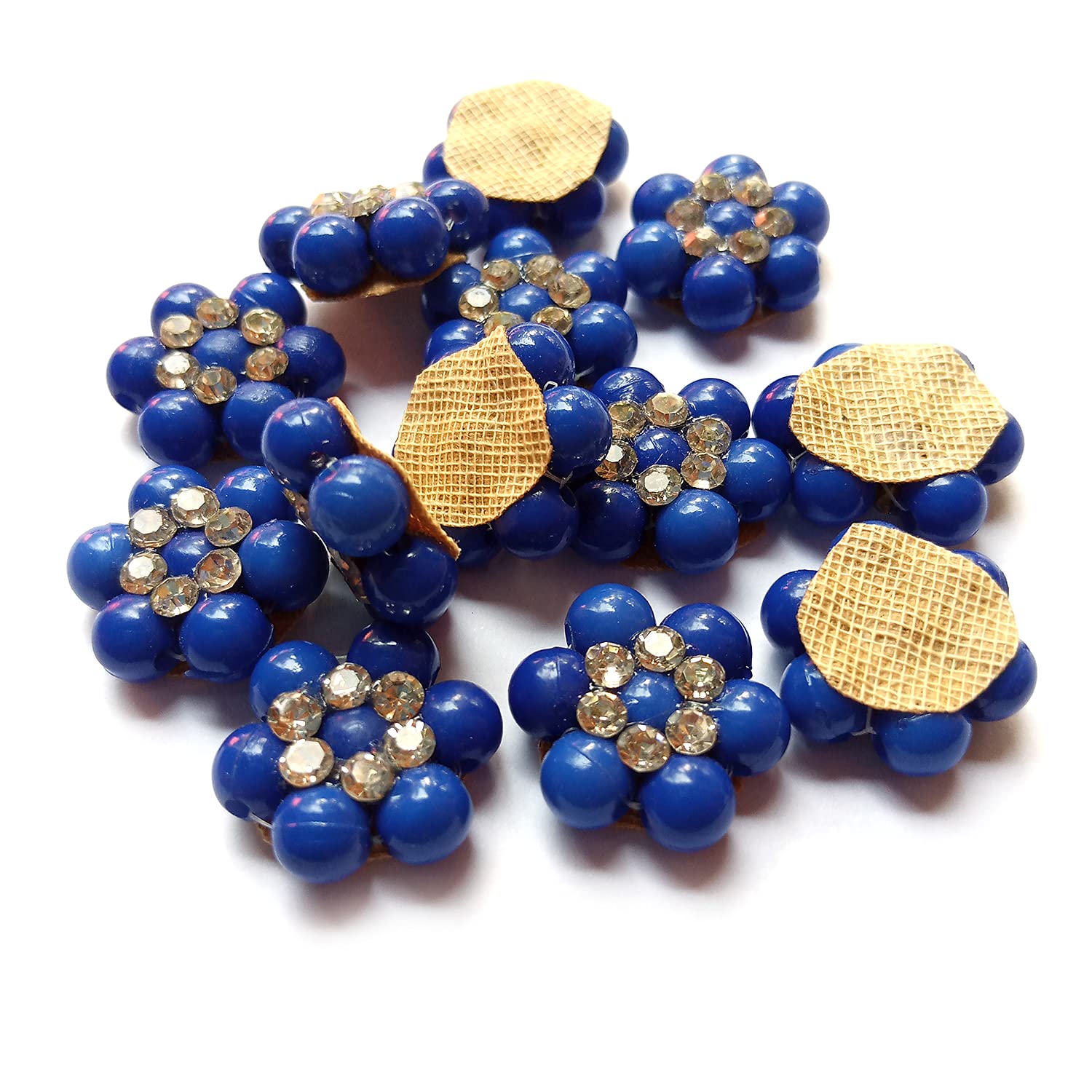 Lovetholy 25pcs, Embroidery/Zardosi/Zari/Aari Work Sew On Flowers Applique/Decorative Patches for Clothes, Blouse, Saree, Dress Etc Decoration(L-115.25) (Blue) FROM INDIA (SAM) - View 2 of 4