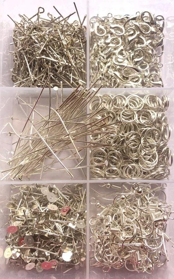 Kavya fashion Jewellery Making kit Material, Fitting kit Includes Lobster Claps, Jump Ring, keel, kunda, Earring, Necklace end Locking, chhalle,Ring, etc. (Silver Gold) FROM INDIA (SAM) - View 2 of 3