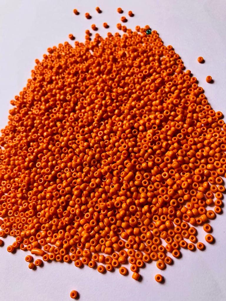 Kavya fashion Seed Beads Multicolor/Choose Color Glass Beads for Jewellery Making,Craftworks,DIY Projects (Orange) [50Gm Each] FROM INDIA (SAM) - View 2 of 2