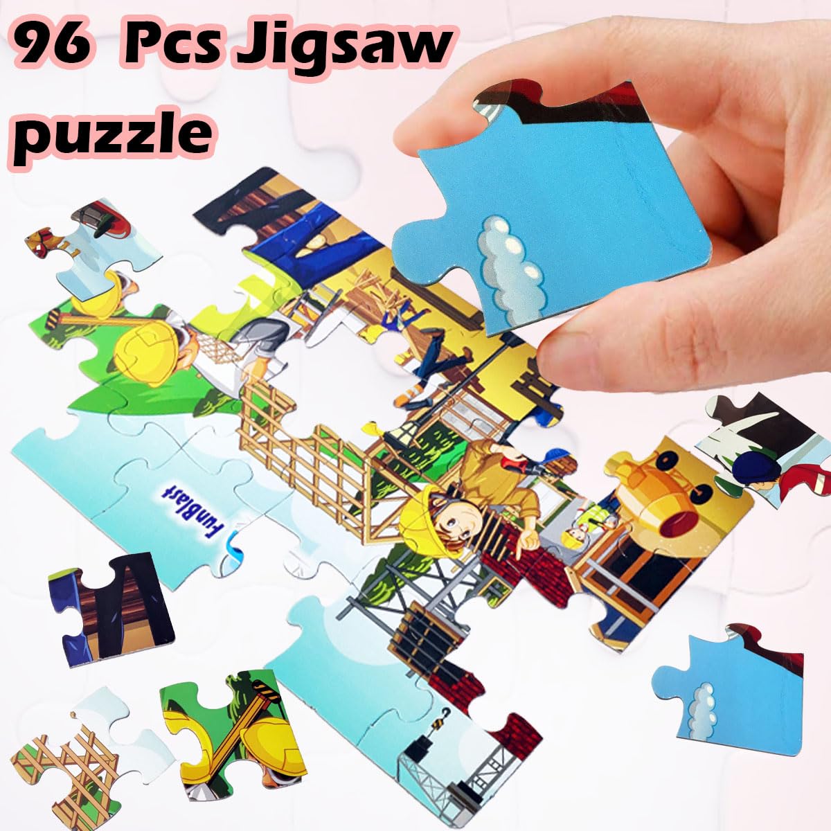 FunBlast Jigsaw Puzzles for Kids, Building Construction Jigsaw Puzzles for Kids, Learning &amp; Educational Jigsaw Puzzle Toys, Floor Puzzle for Children, Set of 4-96 Pcs Puzzle (Multicolour) - View 4 of 4