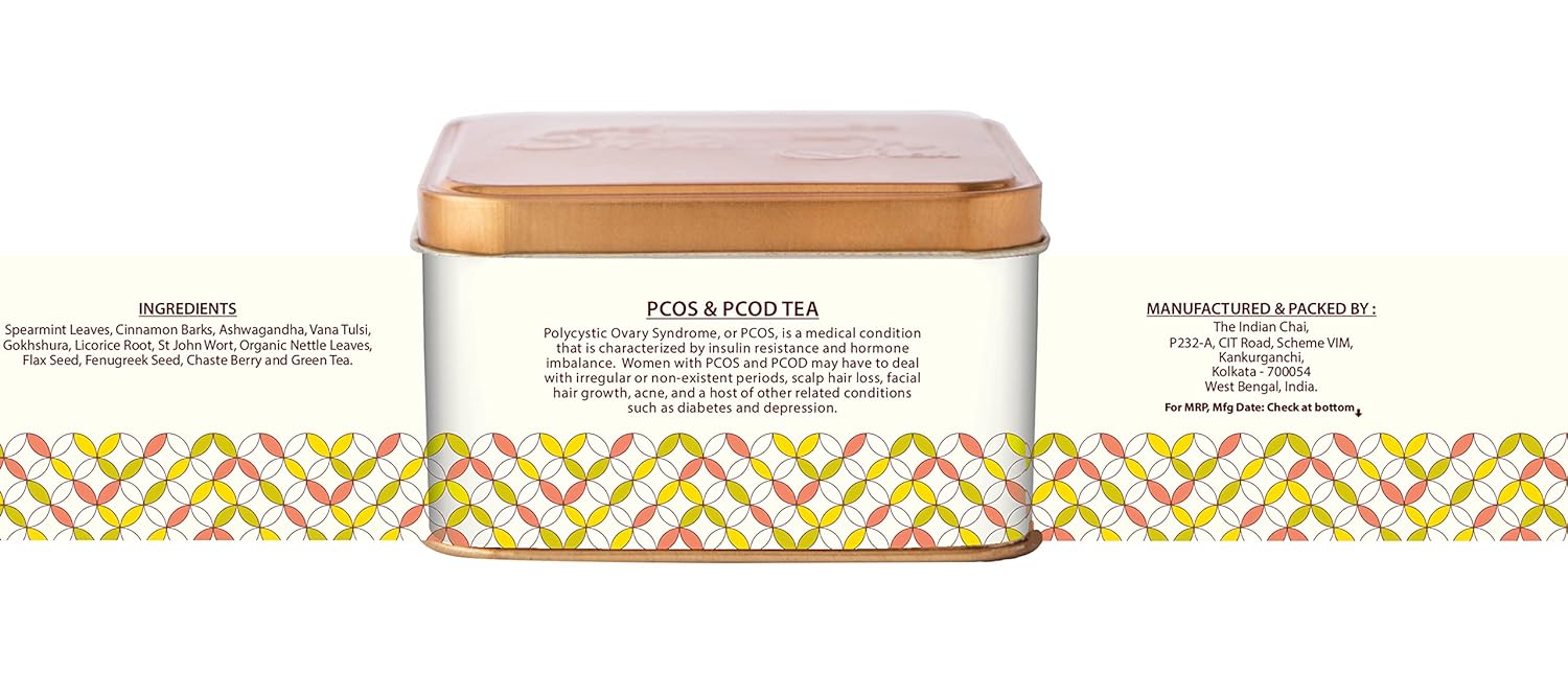 The Indian Chai – PCOS &amp; PCOD Tea 15 Pyramid Tea Bags, Helps with Acne, Facial Hair Growth, Scalp Hair Loss related to Hormonal Imbalance (FROM INDIA) SAB - View 4 of 7